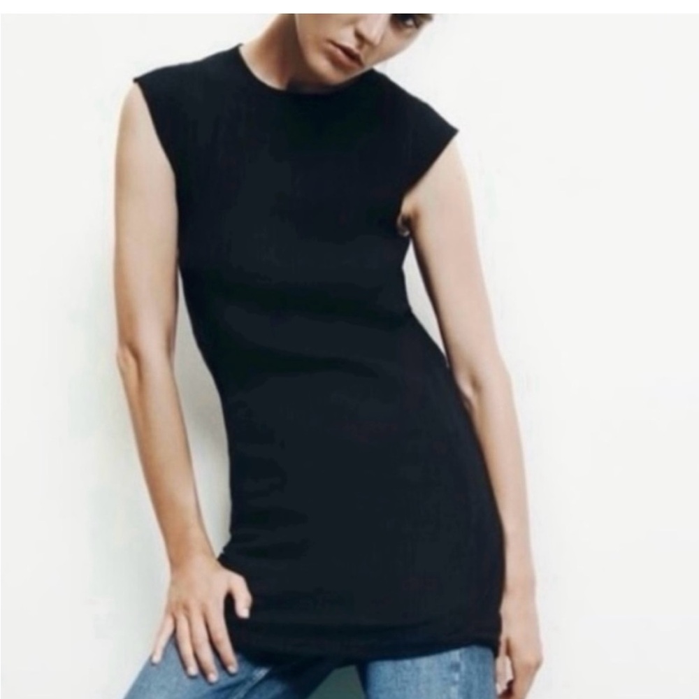 Zara Black Ribbed Mini Dress